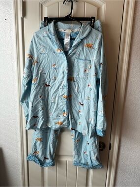 munki munki Light Blue Dog Print Pajama Set cotton/viscose size M